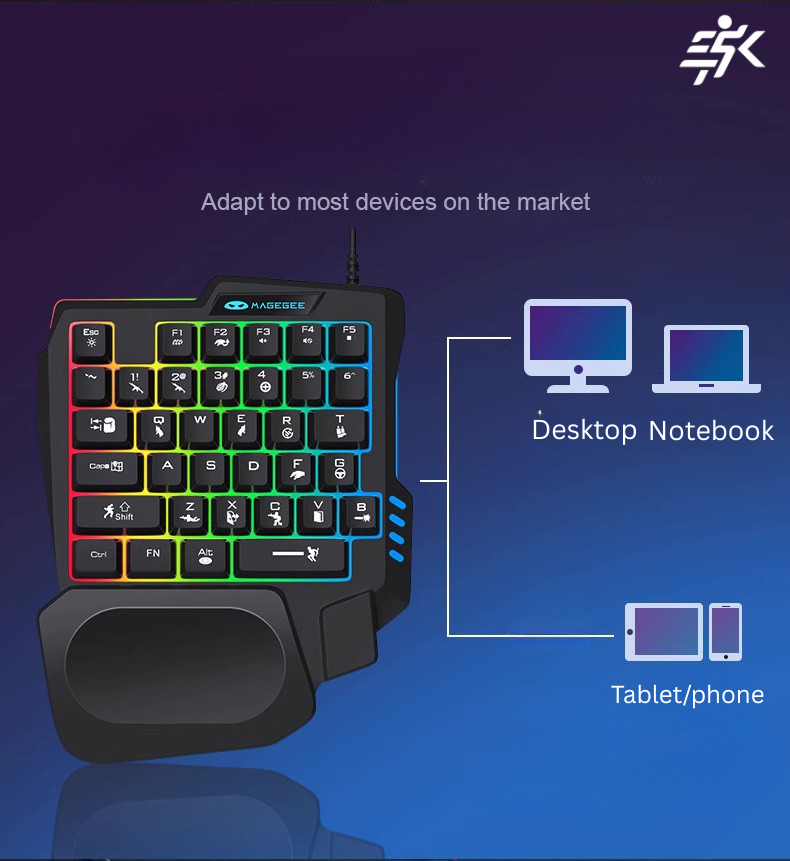 One Hand Gaming Keyboard Game Pad Set